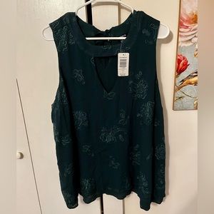 Torrid Emerald Mock Neck Crepe Tank